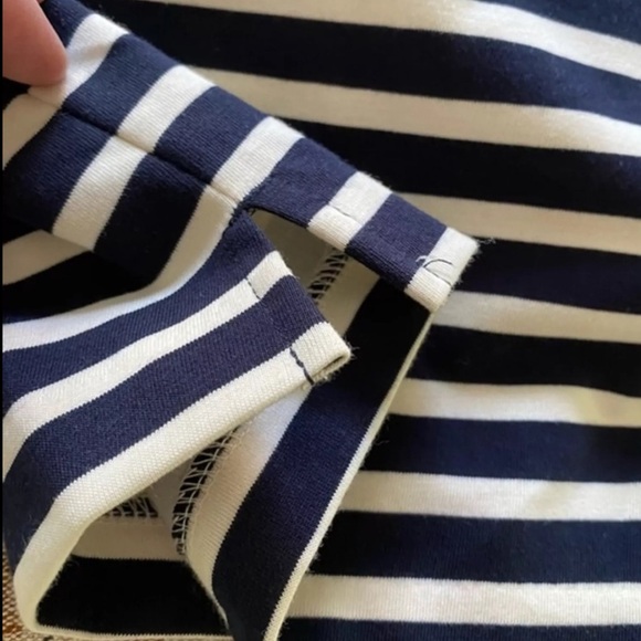J.Crew One Shoulder Ruffle Navy off White Stripe Top - Picture 5 of 6